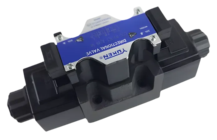Válvula direccional solenoide 3/8 DSG-03 de Yuken, diseñada para alta presión y flujo, destacándose por su bajo nivel de ruido y larga vida útil.