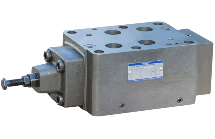 Válvulas modulares Yuken de la serie 06, diseñadas para el control eficiente de presión y flujo en aplicaciones hidráulicas industriales.